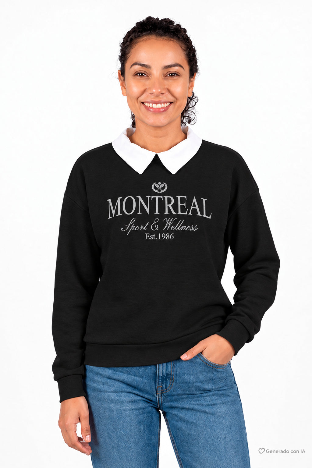 Sudadera cuello polo con estampado