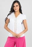 Blusa con crochet manga corta