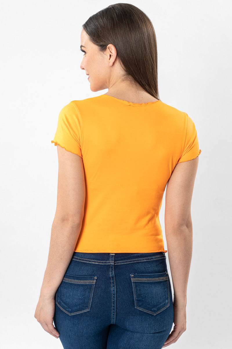 Playera con festón cuello redondo - Santory Ropa  (6820632100931)