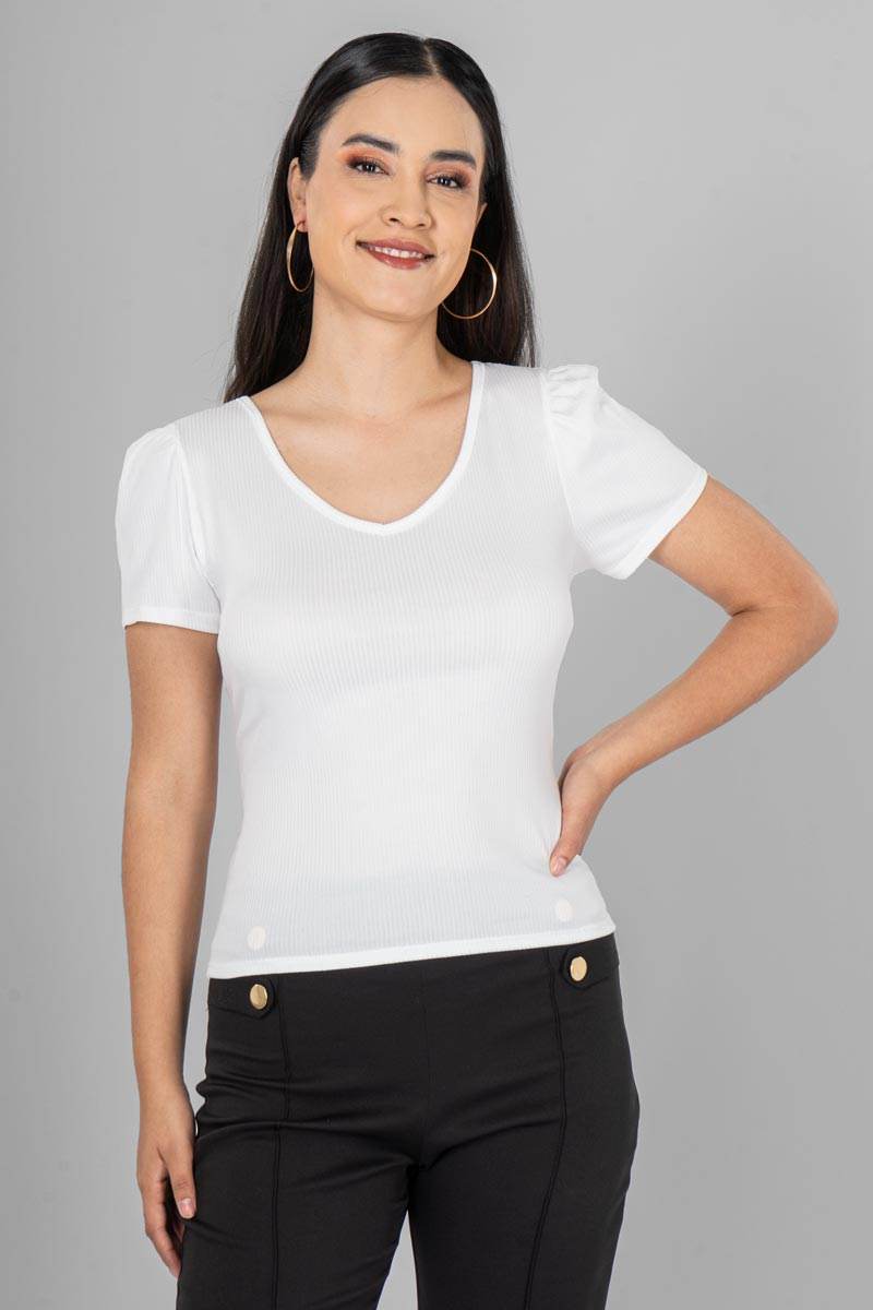 Blusa con mangas abullonadas - Santory Ropa  (7040473071683)