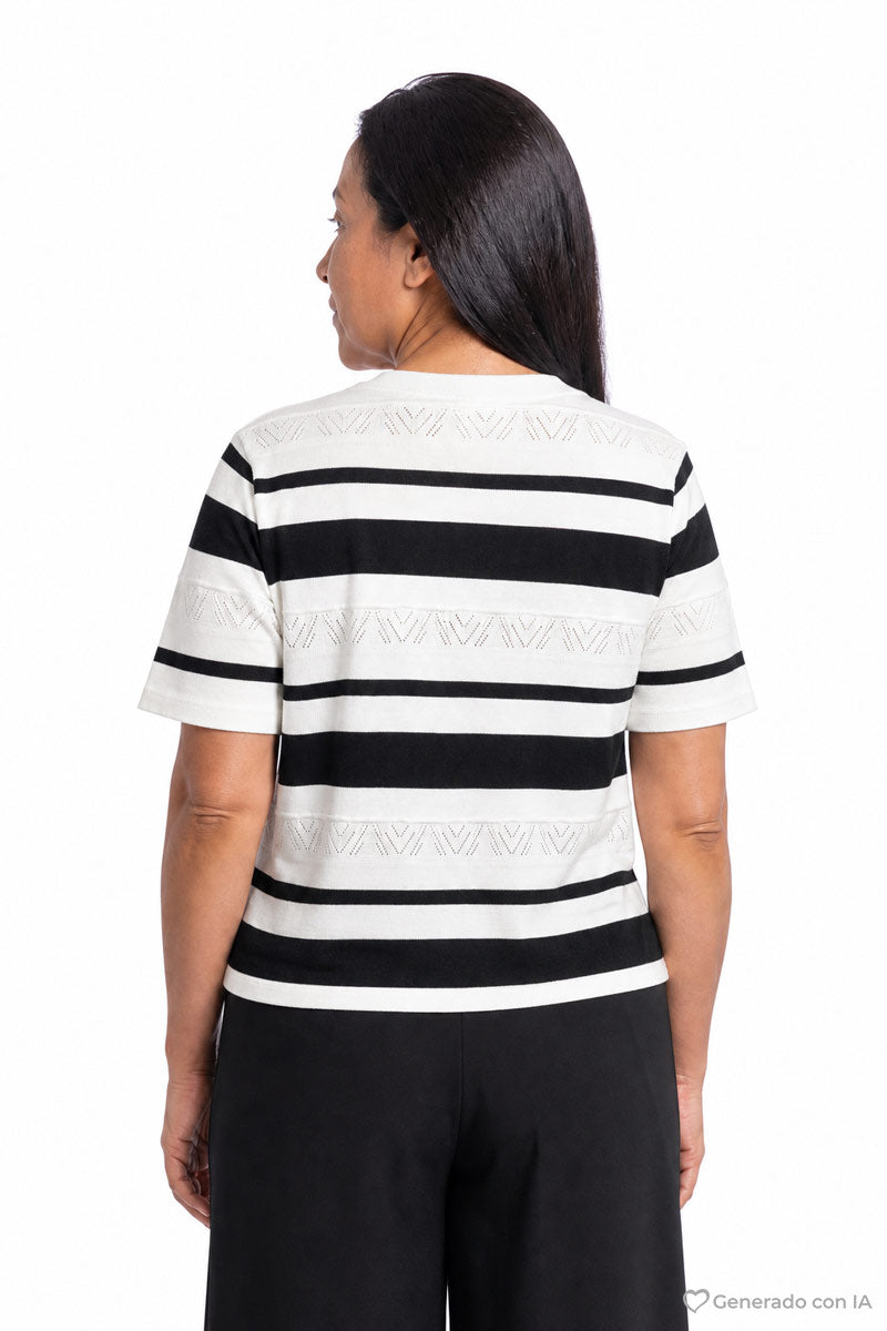 Playera rayada con textura y manga corta
