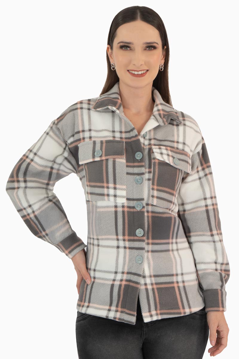 Sobrecamisa de cuadros con bolsas