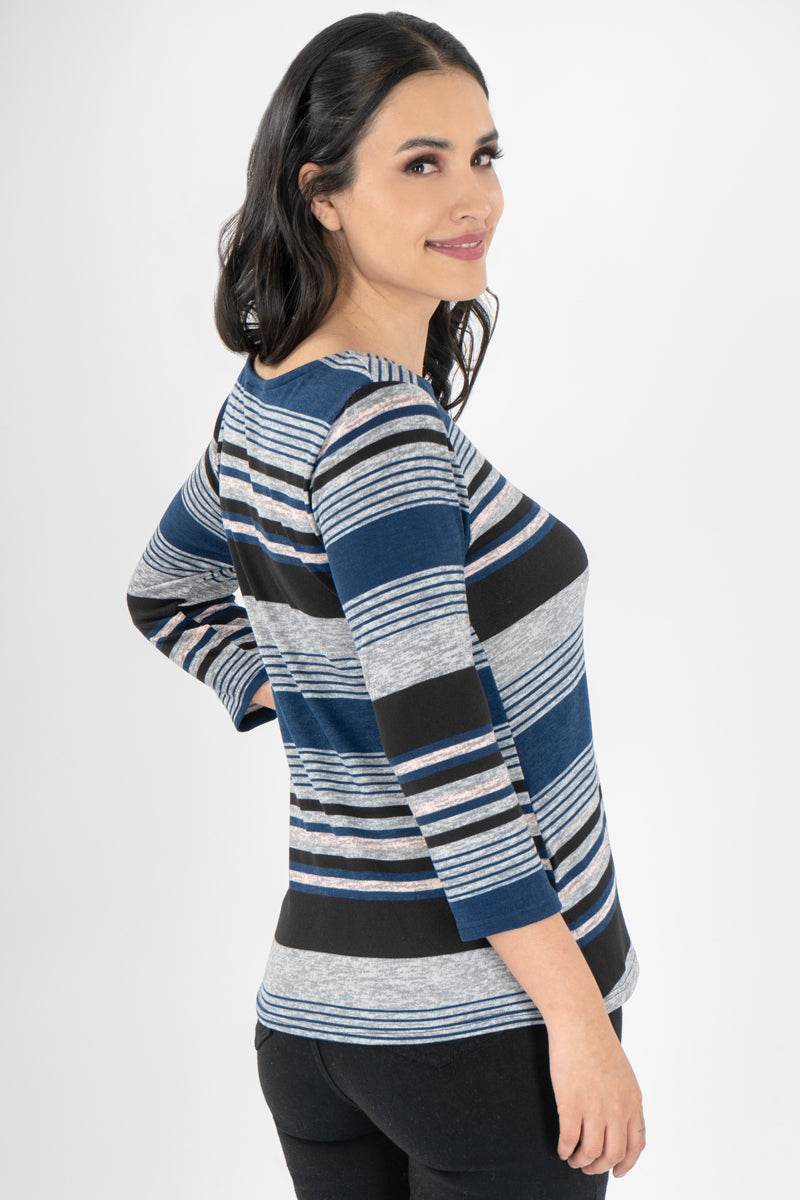 Playera a rayas manga larga - Santory Ropa  (6906647674947)