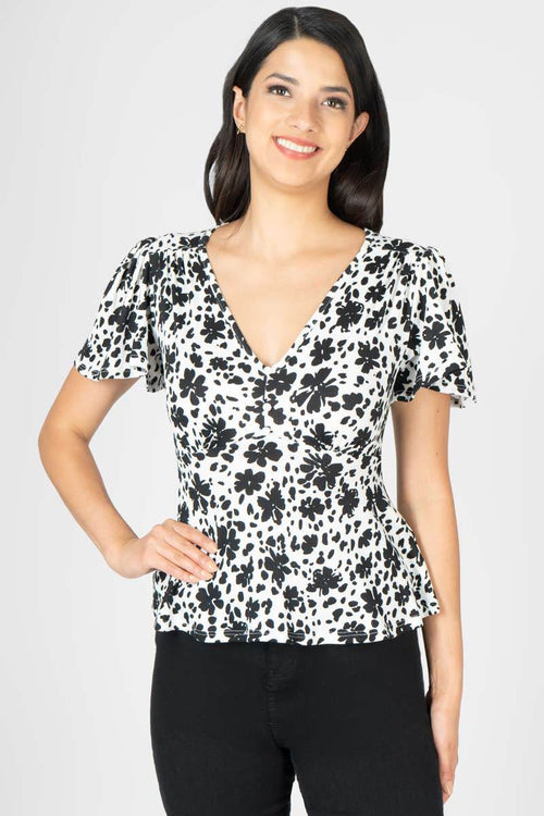 Blusa floral con botones
