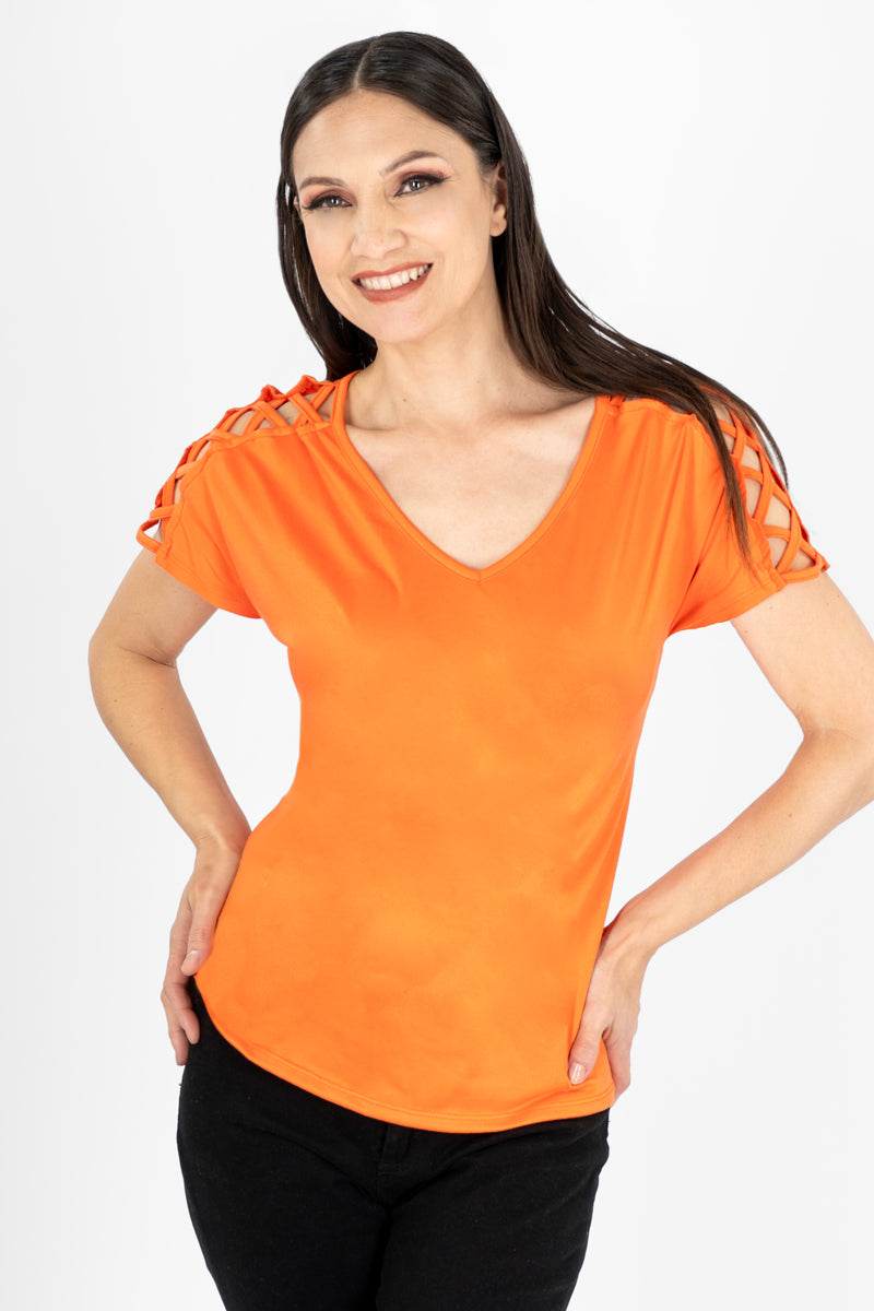 Blusa escote v con cruce en hombro - Santory Ropa  (6995043876931)