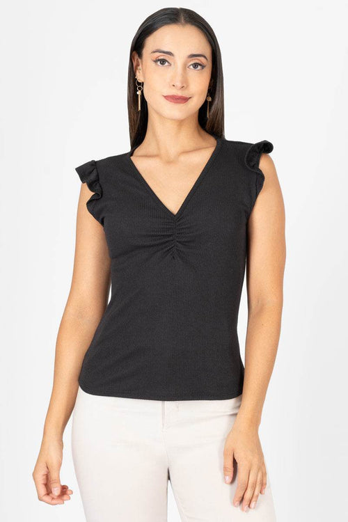 Blusa lisa escote v