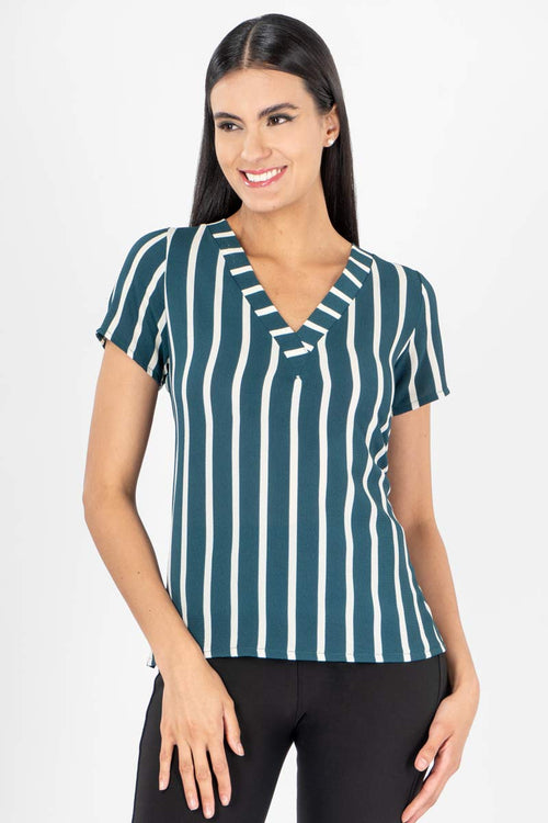 Blusa de rayas escote v