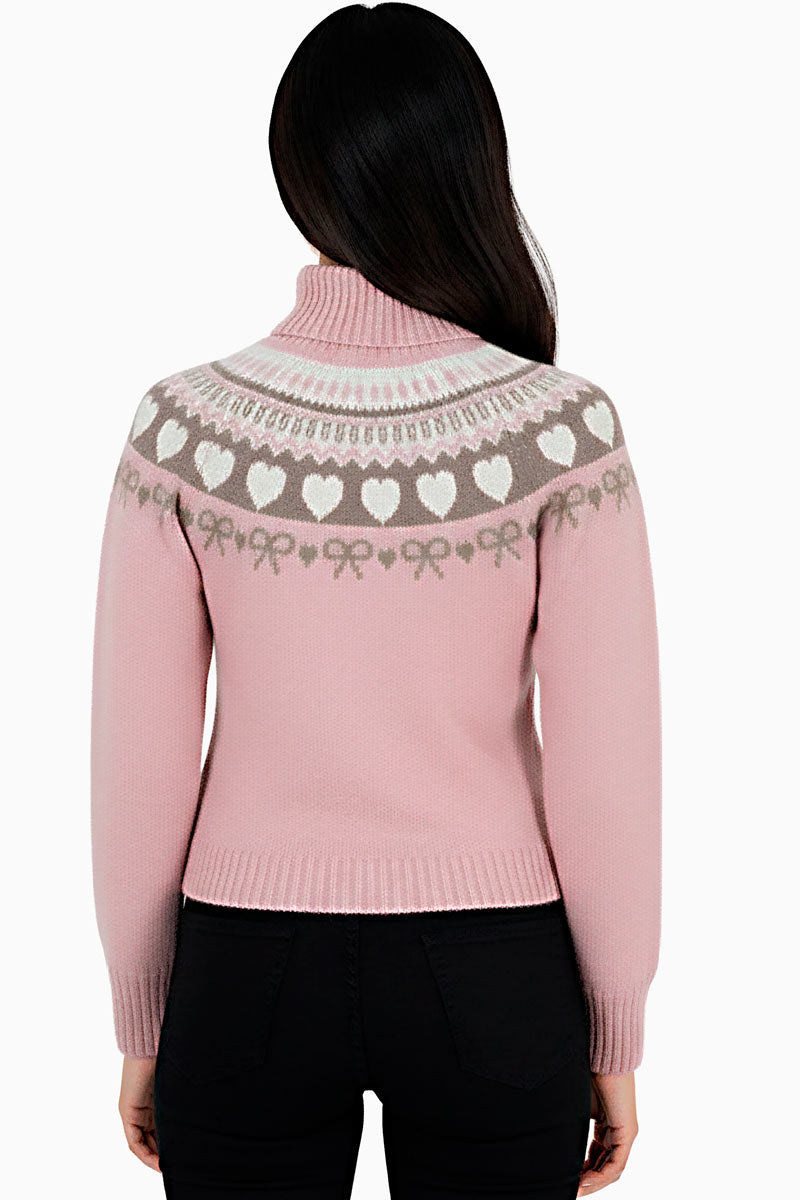 Suéter pesado con dibujo y cuello ruso