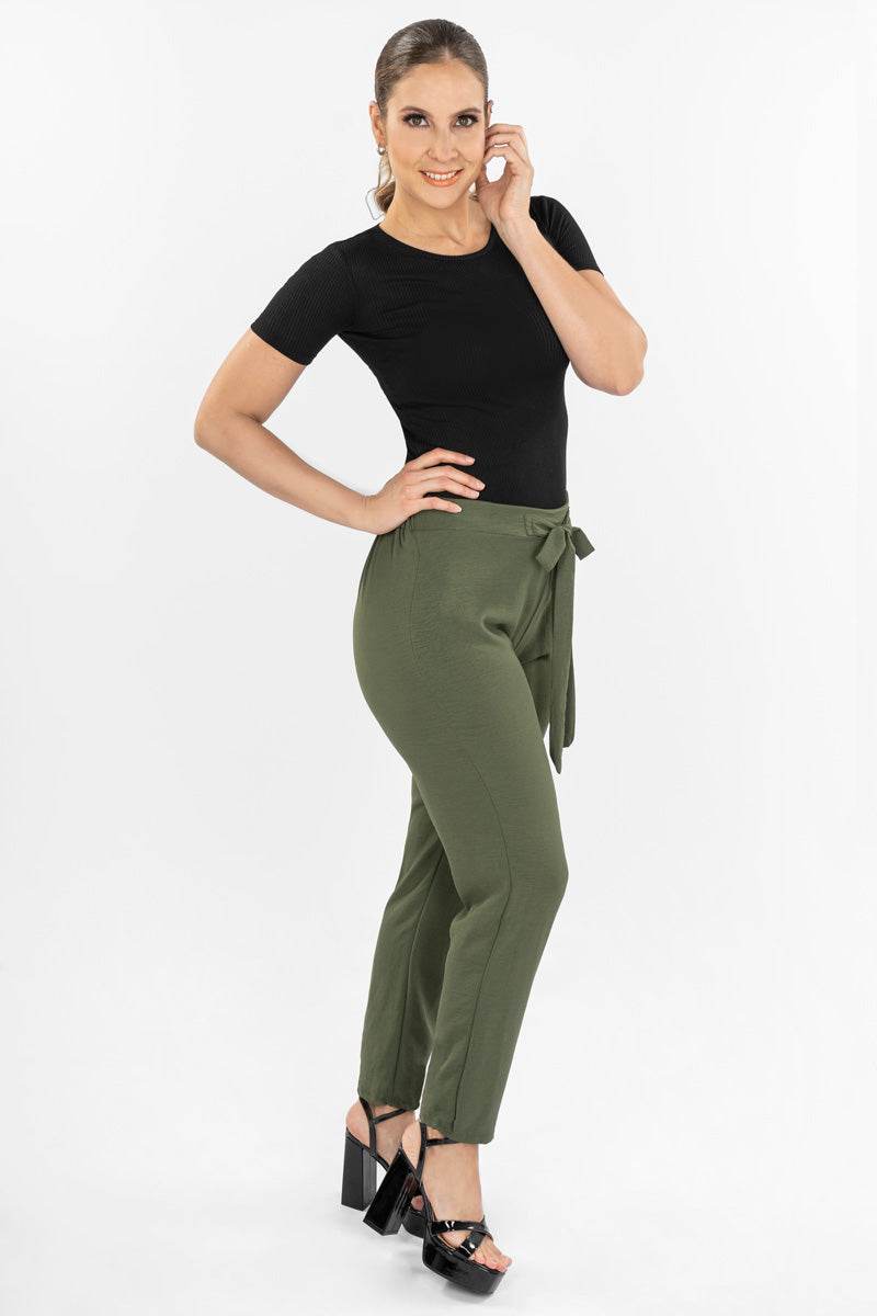 Pantalón liso con cinto - Santory Ropa  (6822824411203)