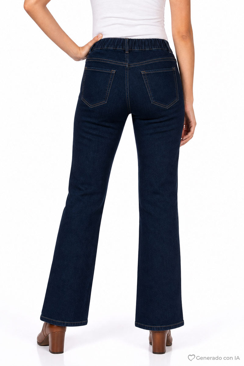 Jeans anchos con cinturta elástica y bolsas
