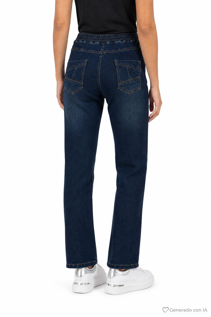 Jeans tiro medio rasgados y bolsas