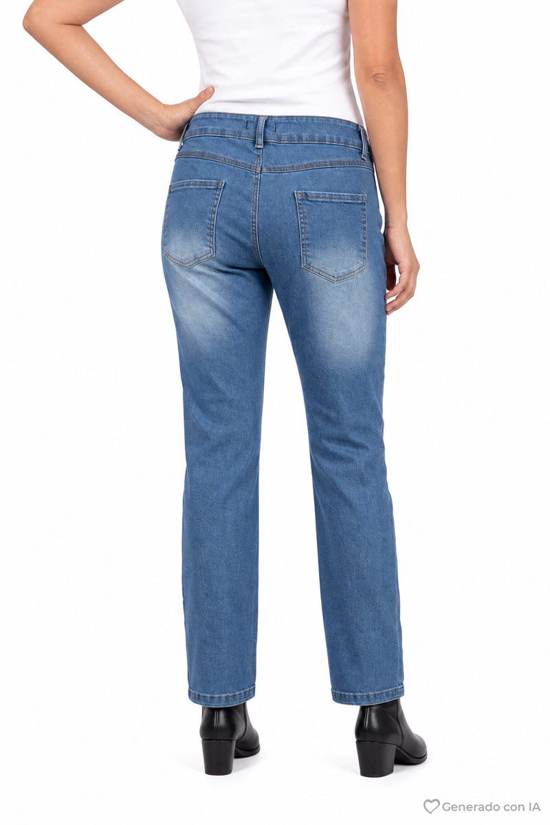 Jeans anchos con costuras verticales y bolsas