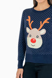 Suéter navideño reno y árbol con puntos