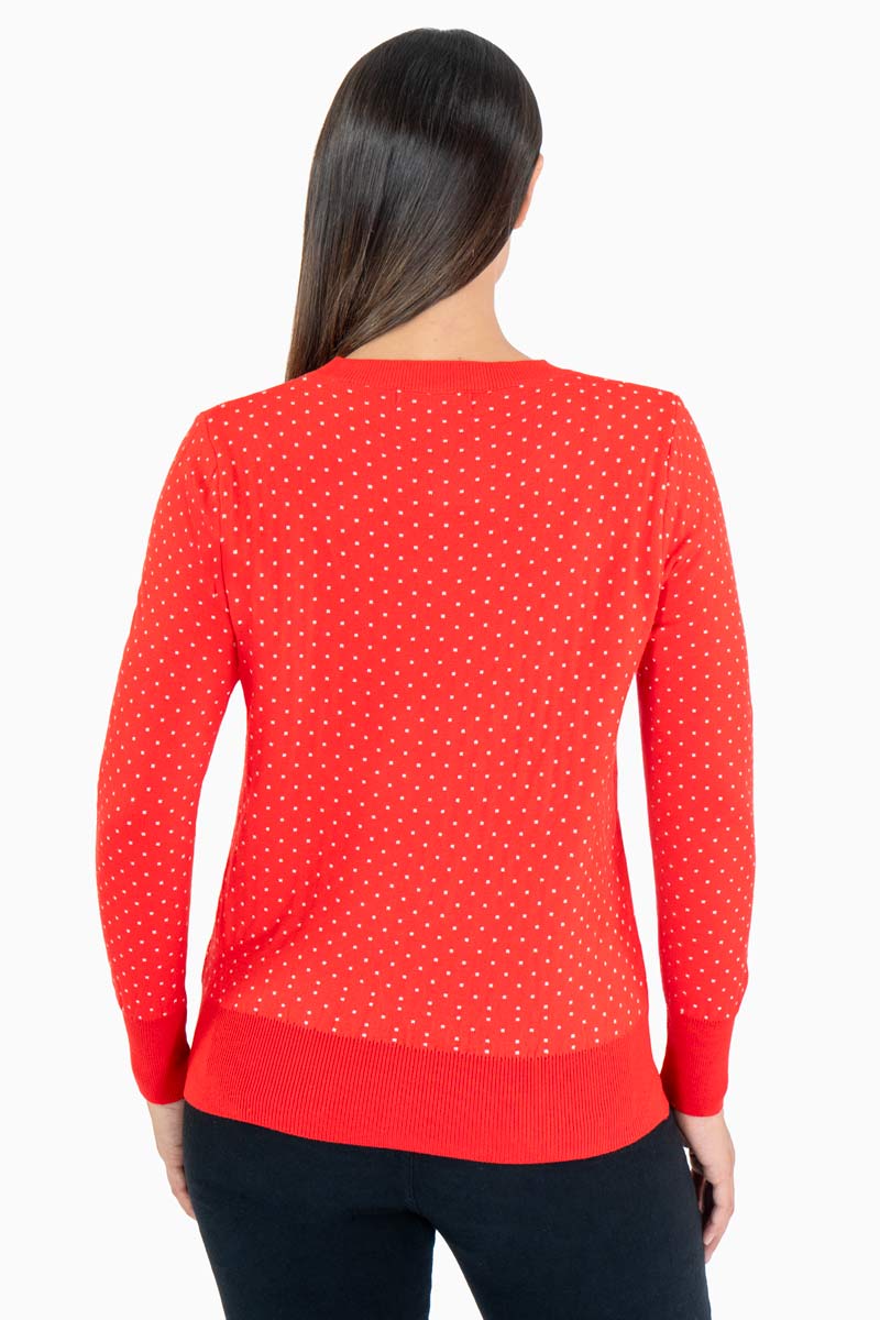 Suéter navideño reno y árbol con puntos