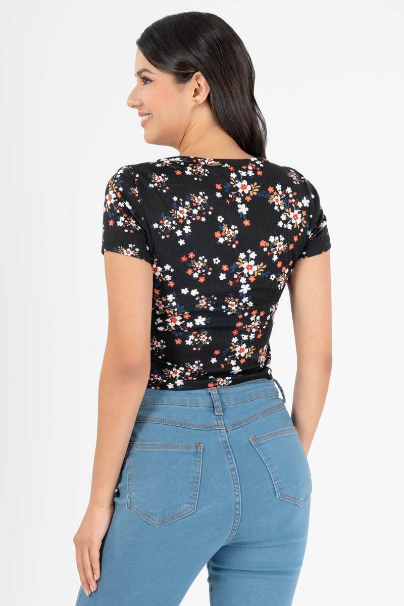 Playera floral con botones - Santory Ropa  (7406867808323)