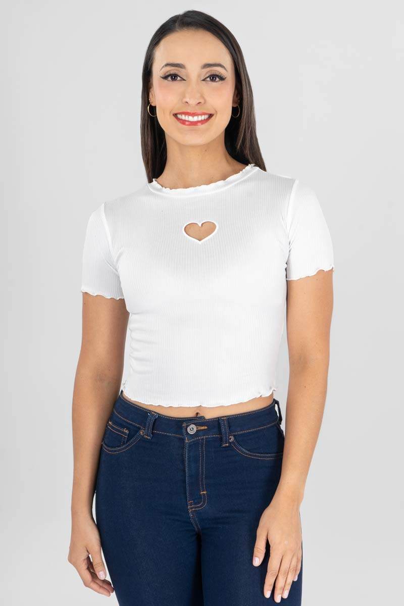 Playera con detalle de corazón - Santory Ropa  (7174665699395)