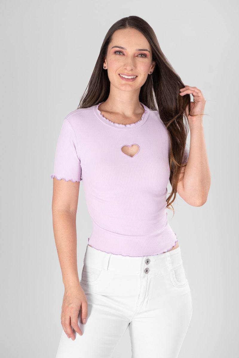 Playera con detalle de corazón - Santory Ropa  (7174665699395)