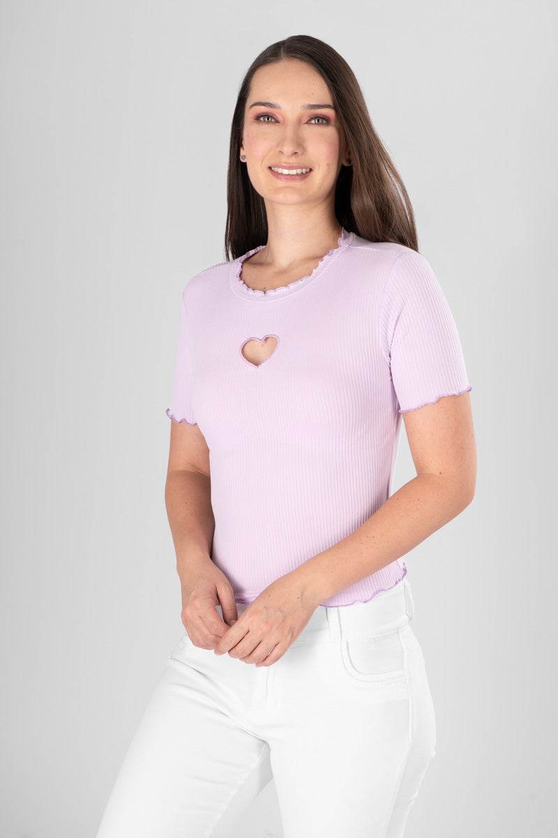 Playera con detalle de corazón - Santory Ropa  (7174665699395)