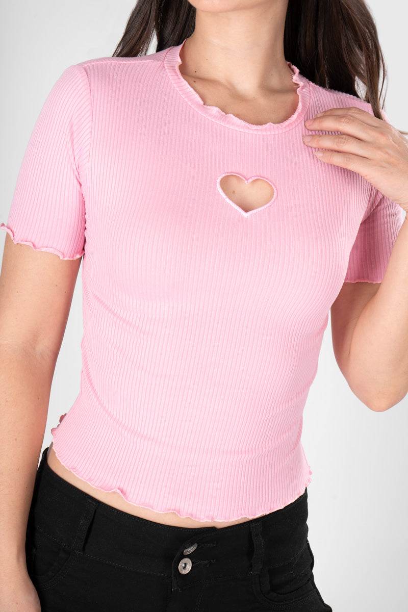 Playera con detalle de corazón - Santory Ropa  (7174665699395)