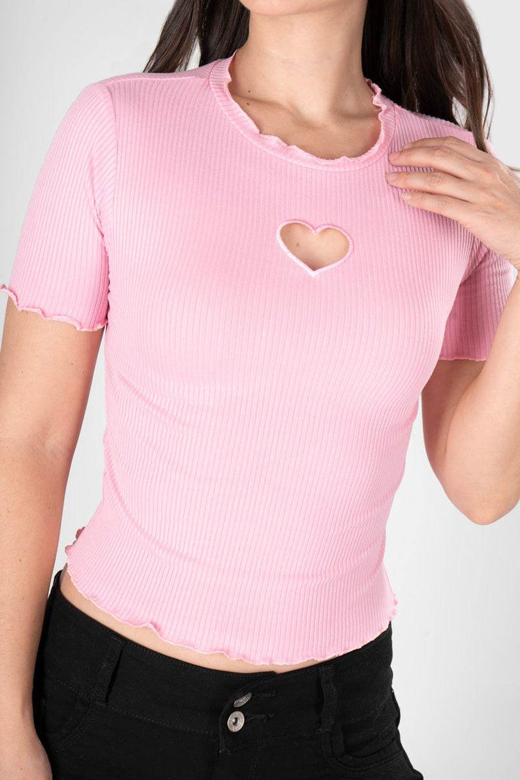 Playera con detalle de corazón - Santory Ropa  (7174665699395)