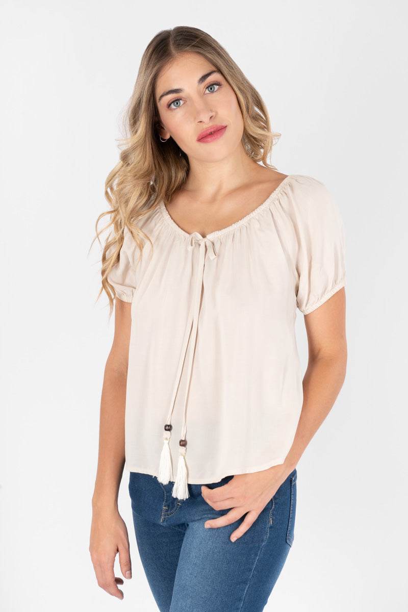 Blusa manga corta con borlas - Santory Ropa  (7148122341443)