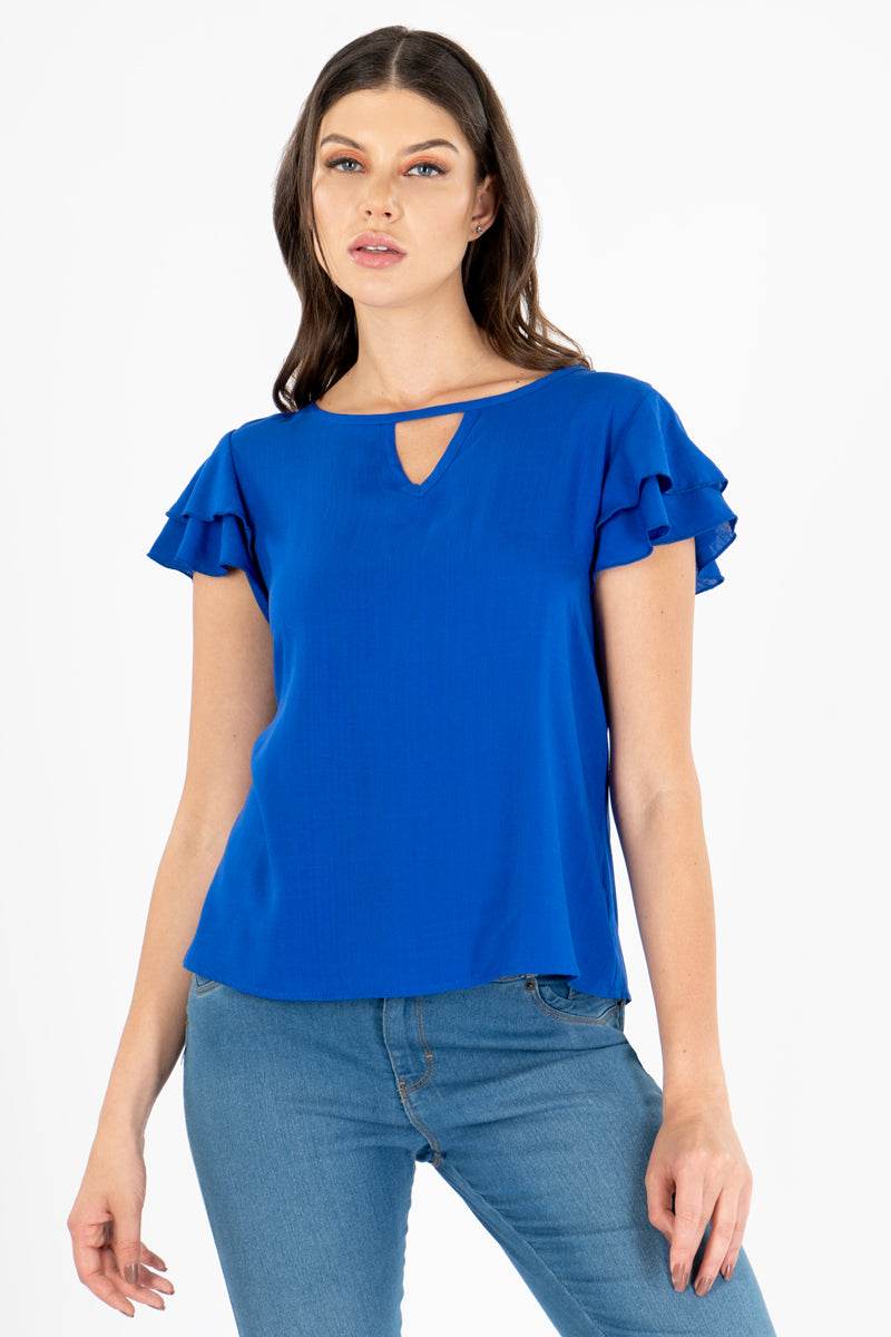 Blusa manga mariposa y abertura en escote - Santory Ropa  (7244836372547)