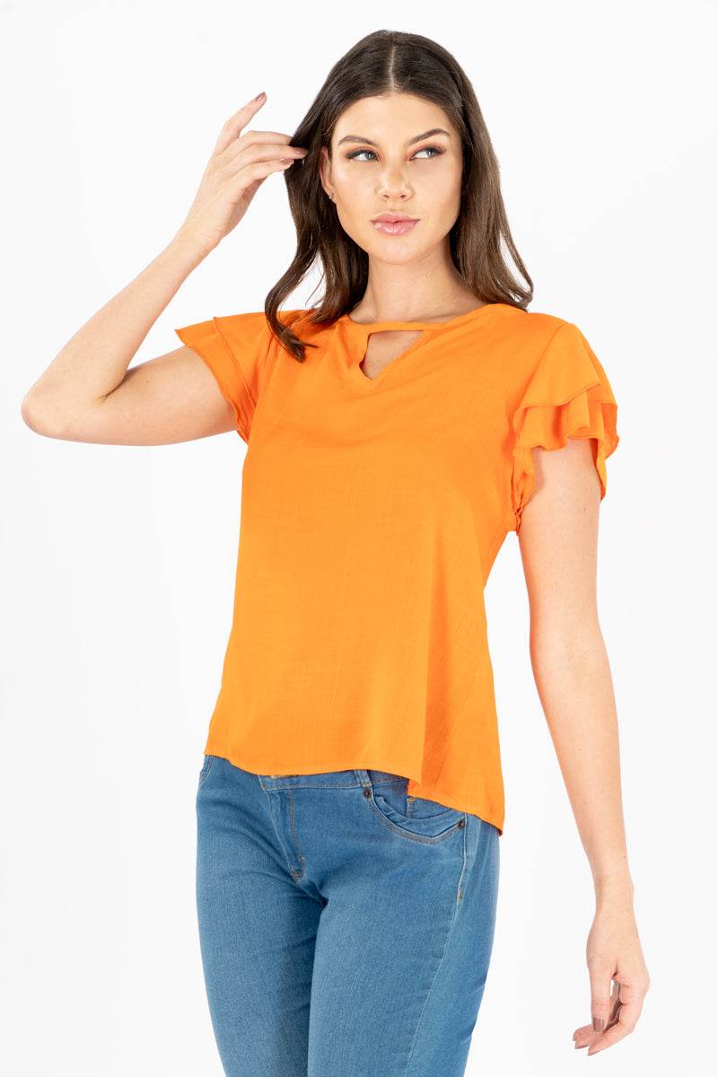 Blusa manga mariposa y abertura en escote - Santory Ropa  (7244836372547)