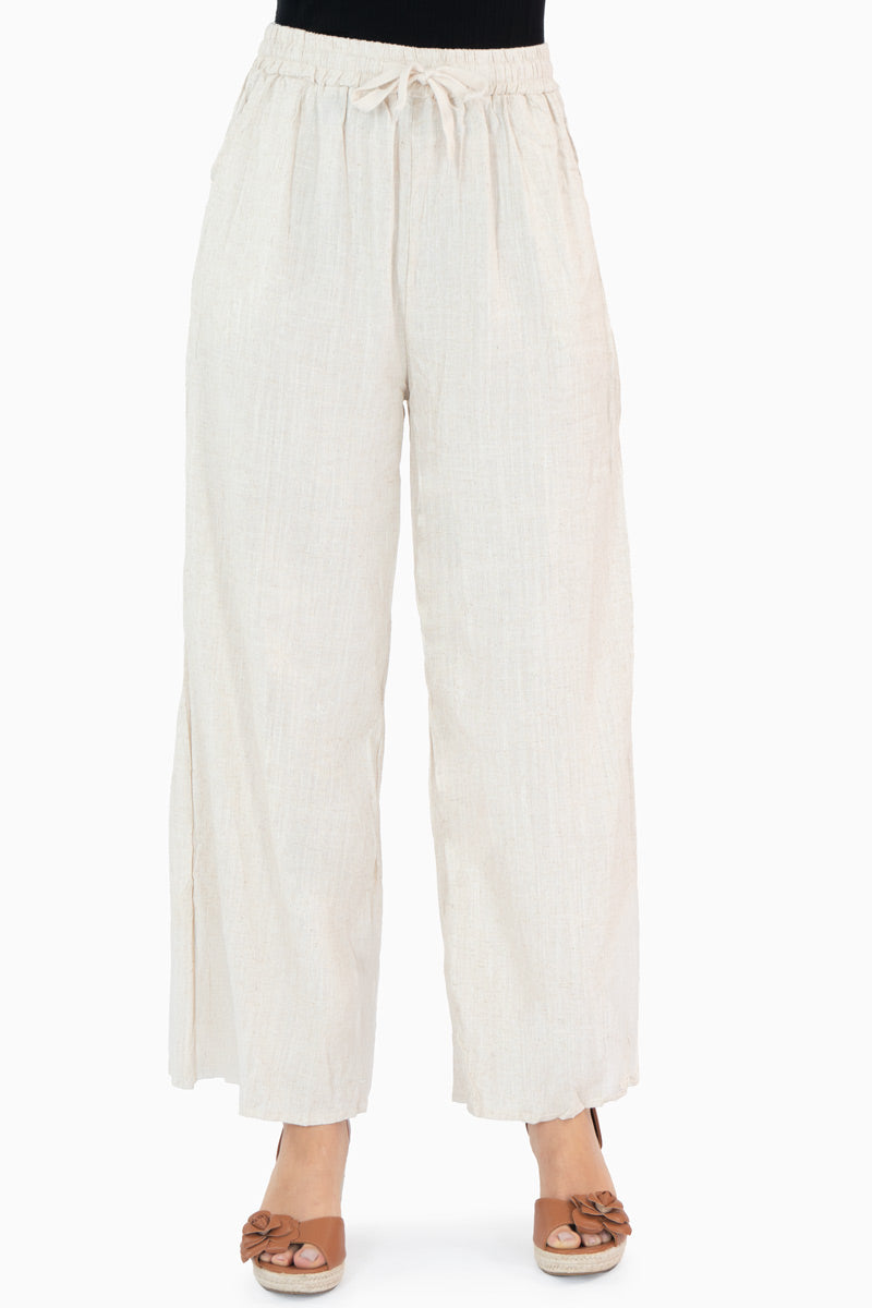 Pantalón ancho con elástico y jareta simulada