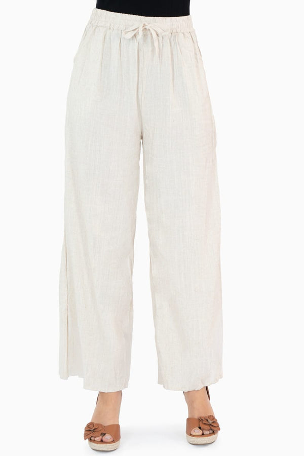 Pantalón ancho con elástico y jareta simulada