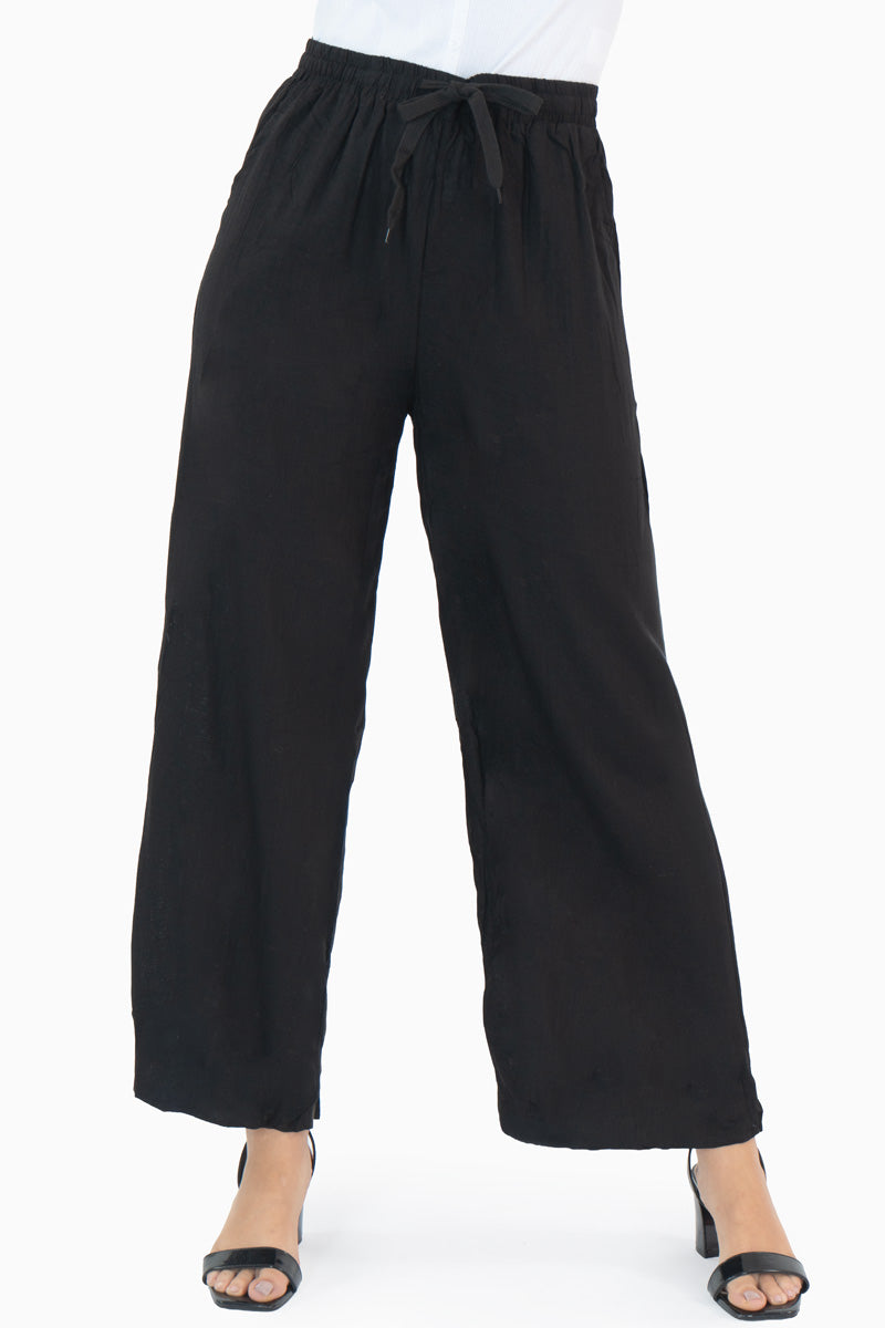 Pantalón ancho con elástico y jareta simulada