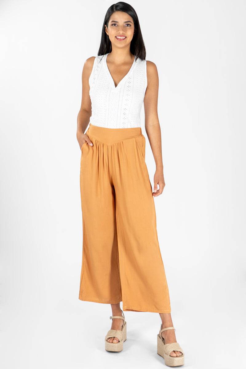 Pantalón ancho con pretina ancha - Santory Ropa  (7007919669315)