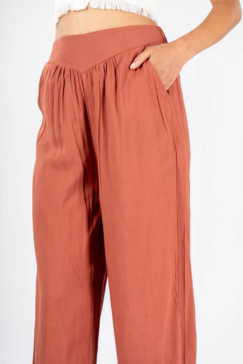 Pantalón ancho con pretina ancha - Santory Ropa  (7007919669315)