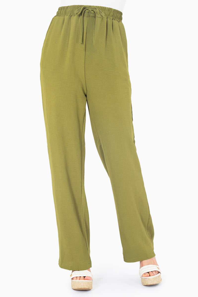 Pantalón ancho con elástico en cintura