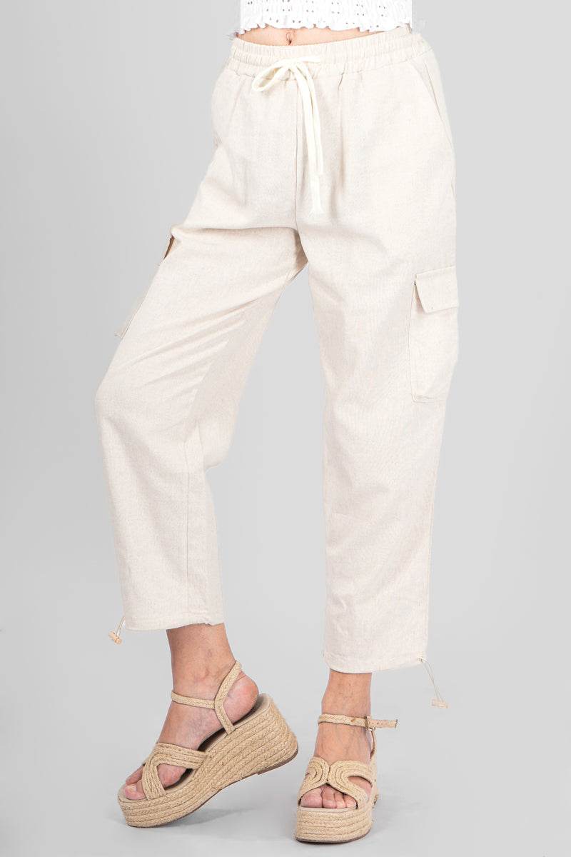 Pantalón recto con bolsas y jareta en tobillo - Santory Ropa  (7040470810691)