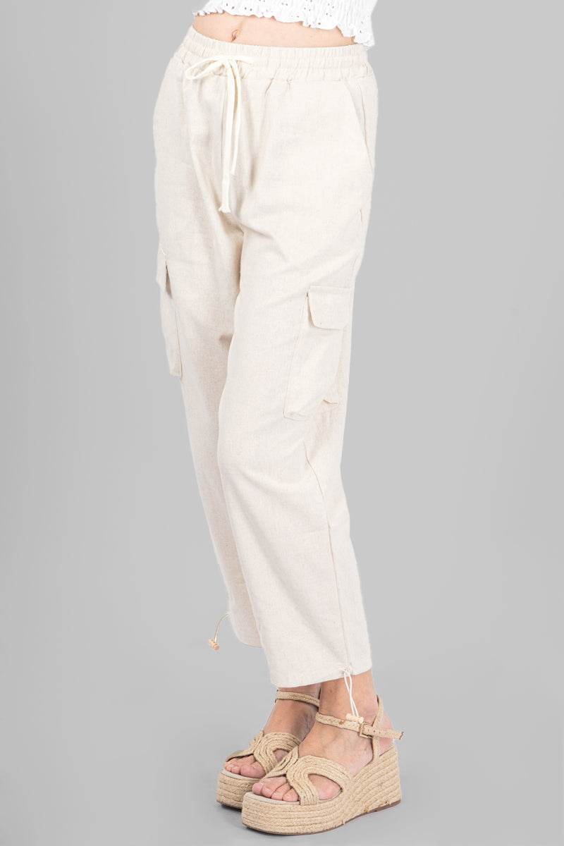 Pantalón recto con bolsas y jareta en tobillo - Santory Ropa  (7040470810691)