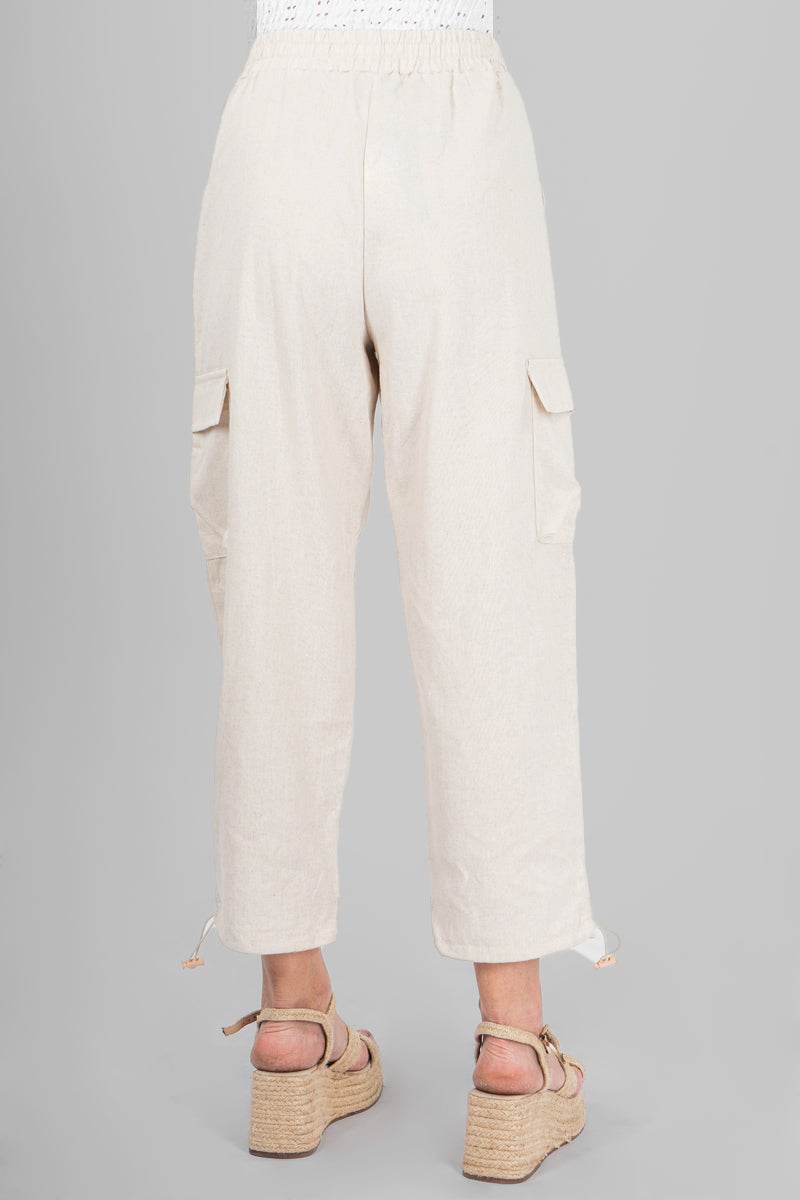 Pantalón recto con bolsas y jareta en tobillo - Santory Ropa  (7040470810691)