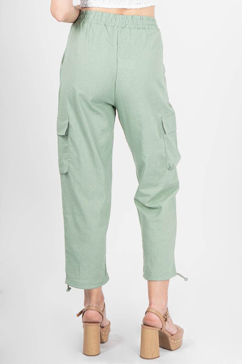 Pantalón recto con bolsas y jareta en tobillo - Santory Ropa  (7040470810691)