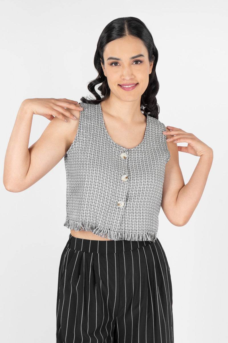 Blusa sin mangas con botones - Santory Ropa  (7007919341635)