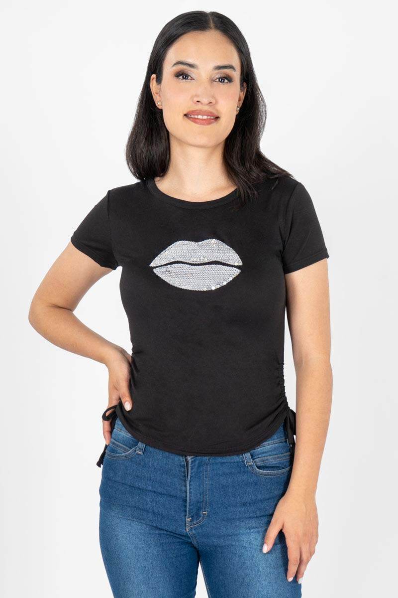 Playera manga corta con jaretas laterales - Santory Ropa  (7102081925187)