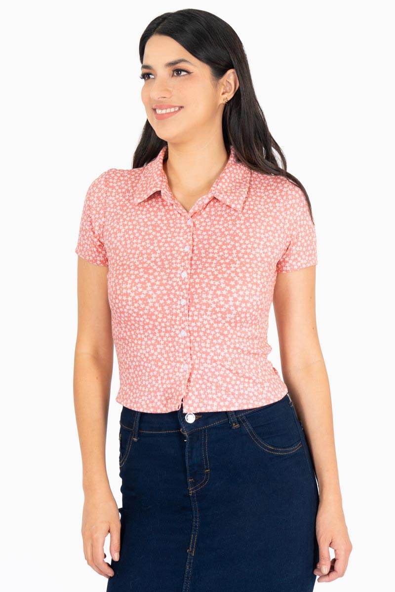 Blusa tipo camisa floral - Santory Ropa  (7463651704899)