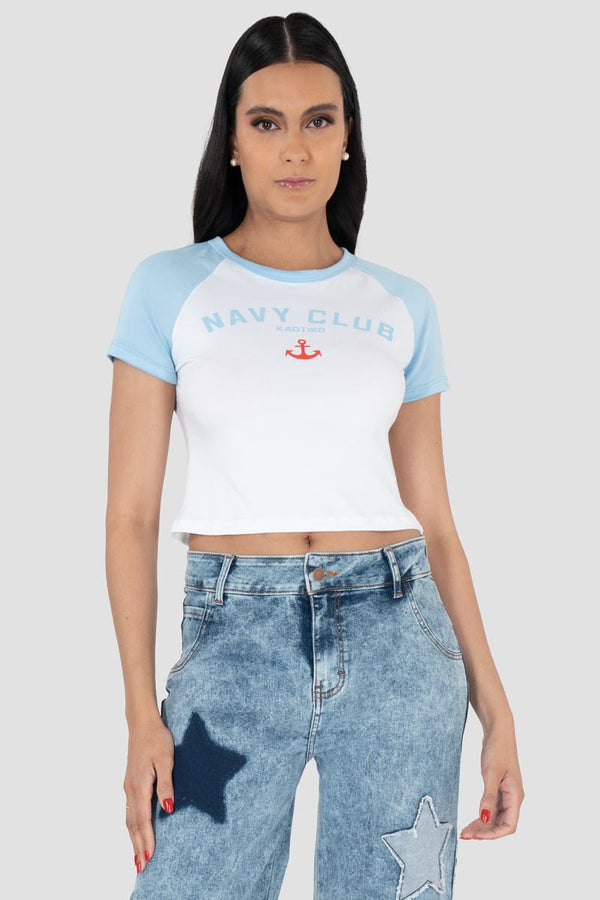 Playera estampada y manga corta ranglan