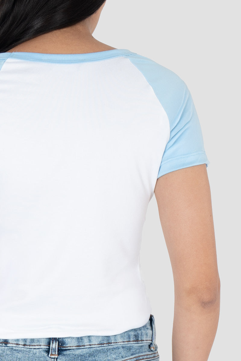 Playera estampada y manga corta ranglan