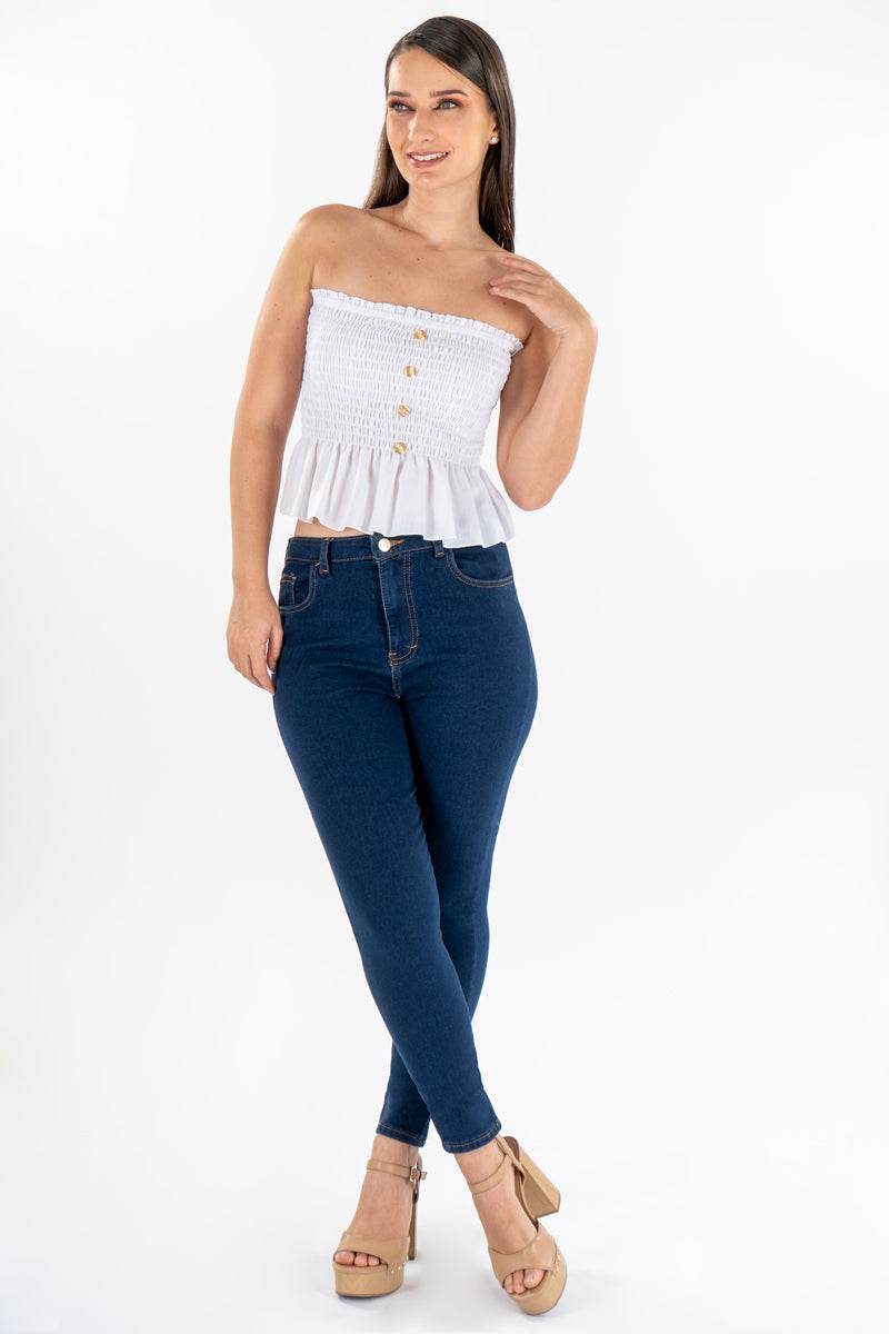 Jeans básicos tiro alto - Santory Ropa  (7040470483011)