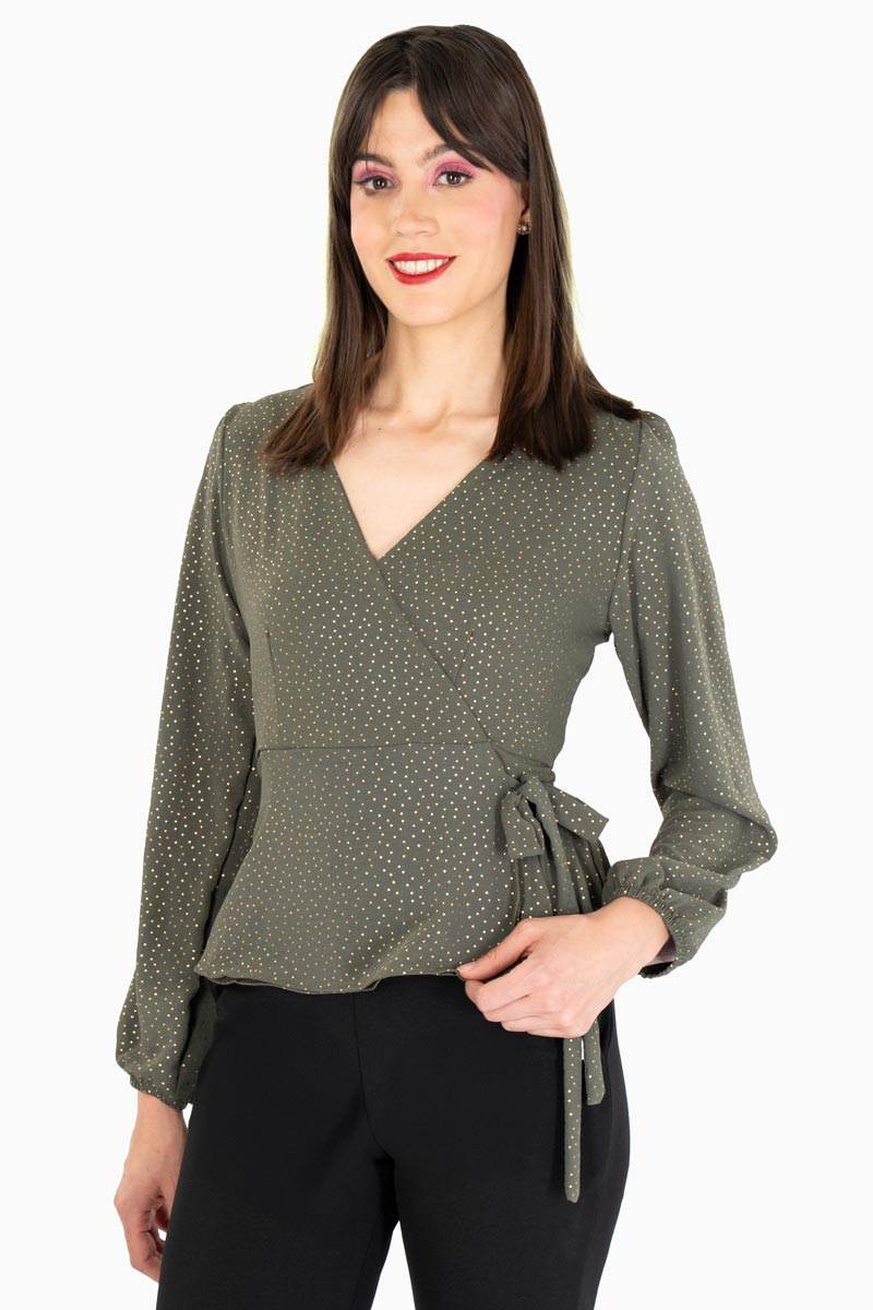 Blusa manga larga con cruce - Santory Ropa  (7463651639363)