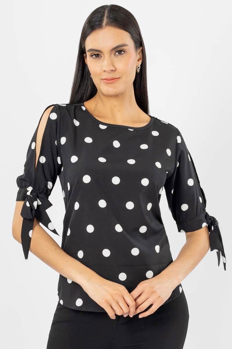 Blusa estampada y moño en puños - Santory Ropa  (7396639965251)