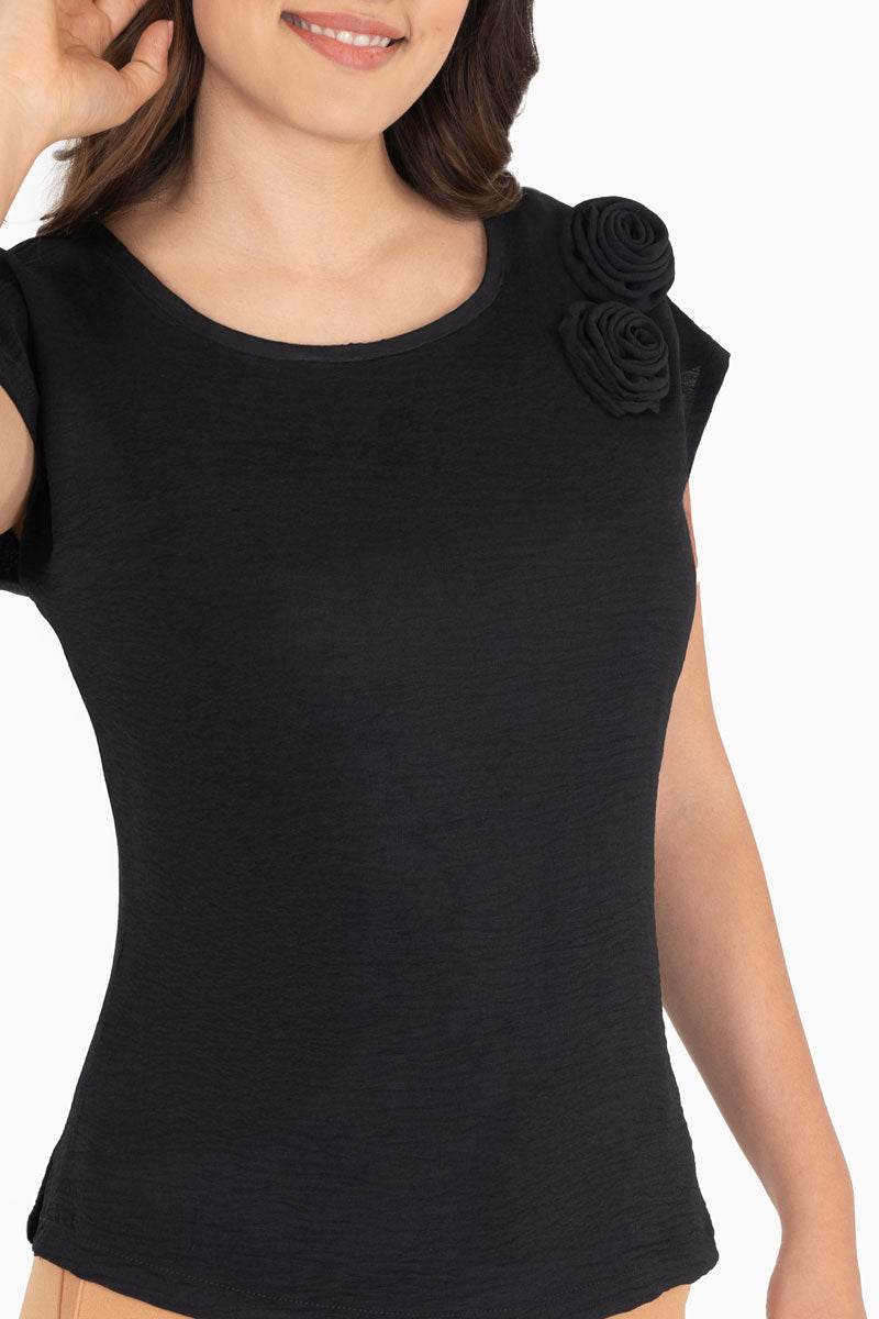 Blusa manga corta con flor - Santory Ropa  (7467150475331)