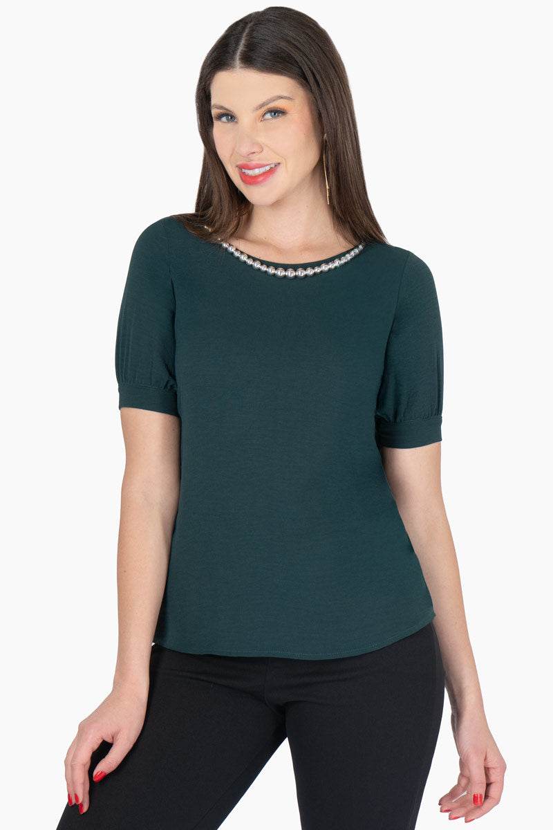 Blusa con collar manga corta - Santory Ropa  (7467150442563)