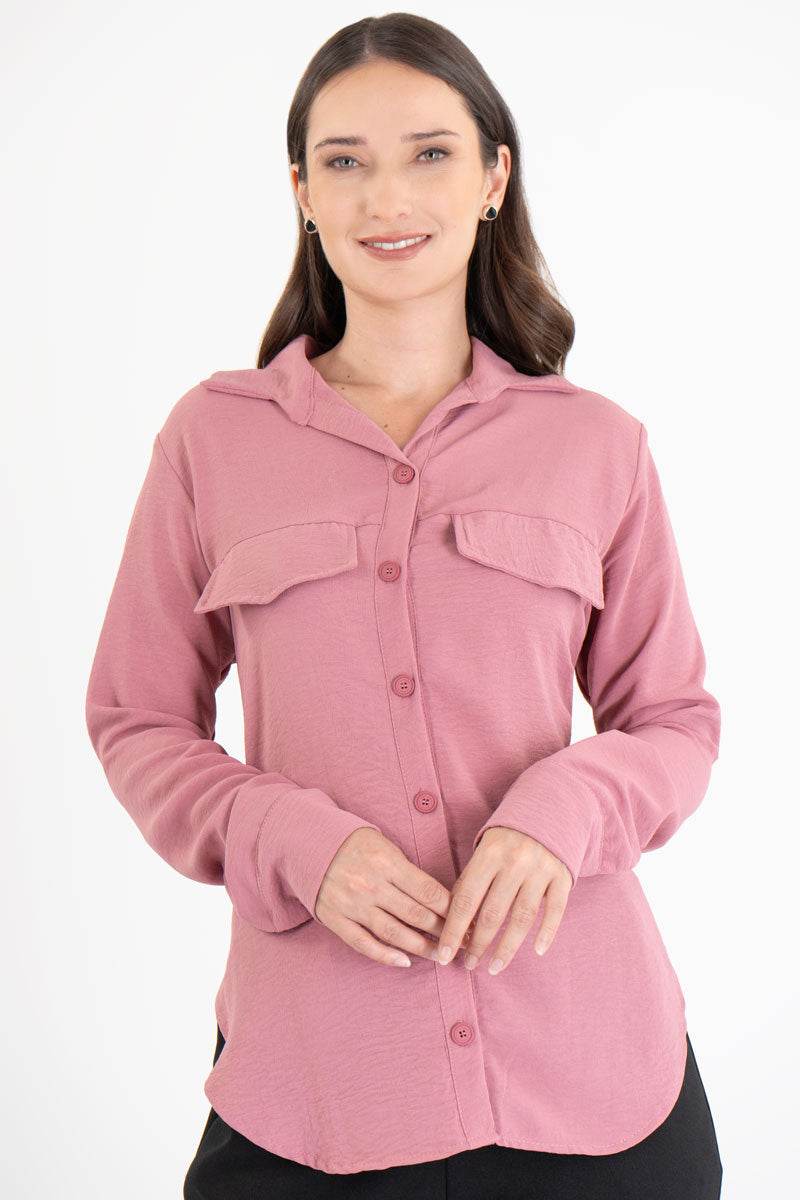 Camisa lisa con bolsas - Santory Ropa  (7437318193219)