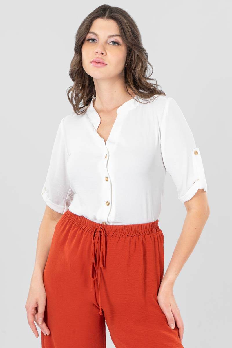 Blusa lisa con botones - Santory Ropa  (7379046629443)