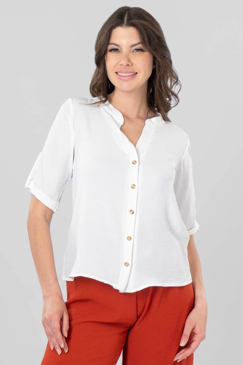 Blusa lisa con botones - Santory Ropa  (7379046629443)